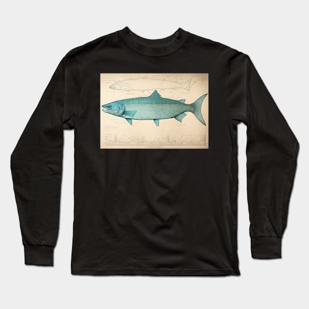 Chinook Salmon Fish Print Long Sleeve T-Shirt by DanielLiamGill